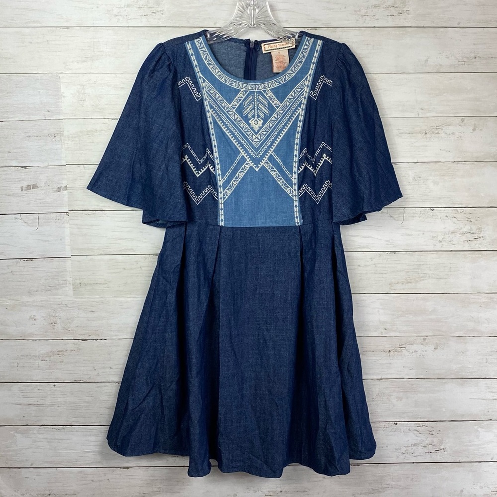 Flying Tomato Chambray Embroidered Dress